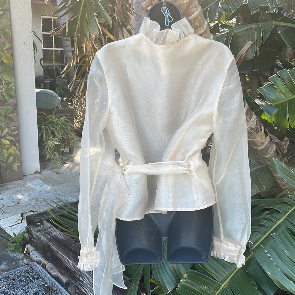 Vintage sheer  organza ruffled wrap top - Picture 5 of 7
